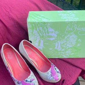 Lightly worn Ed Hardy wedges.